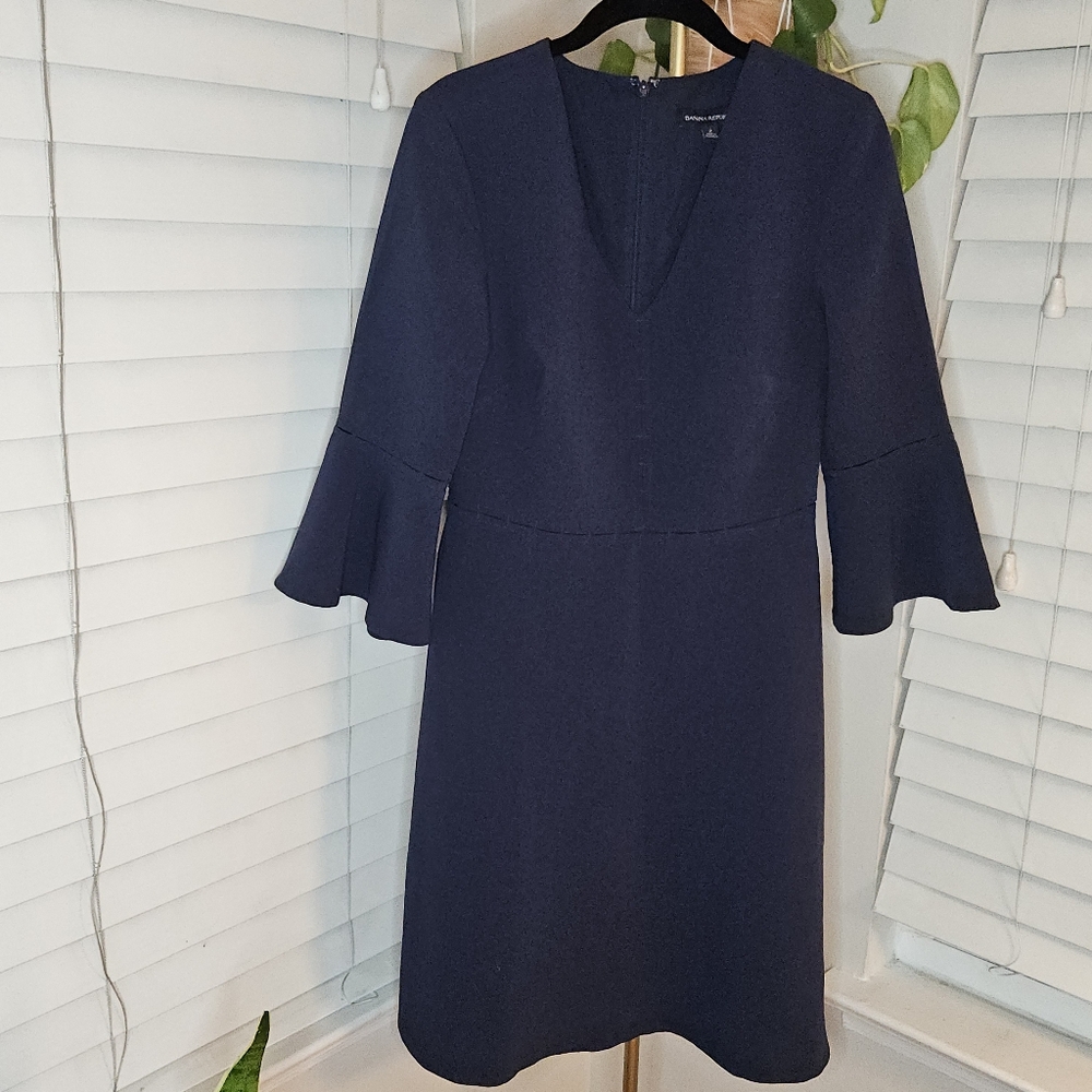 Banana Republic Deep Blue Bell Sleeve Dress